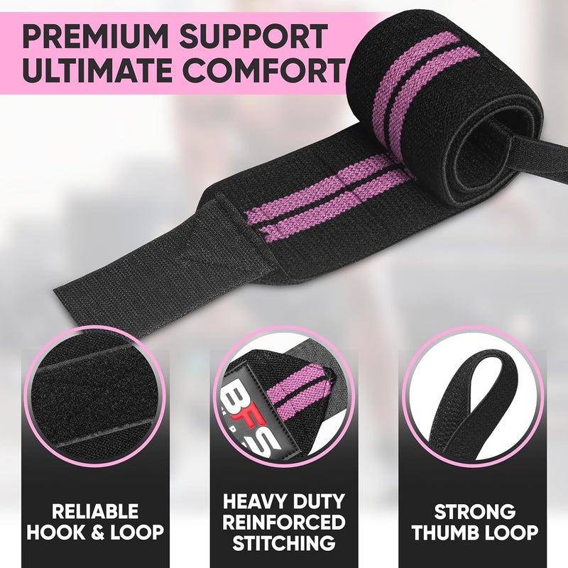 BFS IMPEX Wrist Wraps for Weightlifting,18” Premium Quality Wrist Straps for Weightlifting,Weight Lifting Wrist Wraps with Thumb Loop for Curls Dips,Powerlifting Weight Training Men Women - Image 2